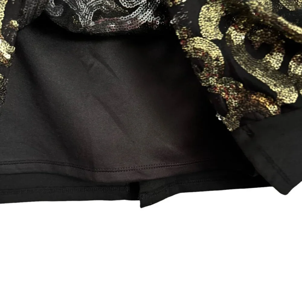 Cato Woman Size 18/20 W Black & Gold Sequined Skirt. - Picture 8 of 12